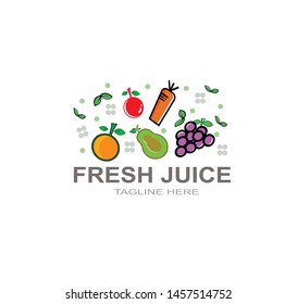 fresh juice design logos, various fruits, for drinks and business banners