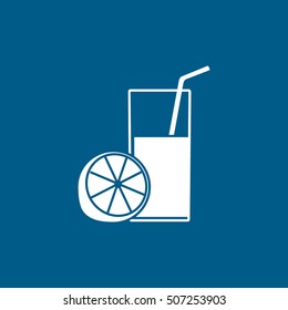 Fresh Juice Flat Icon On Blue Background