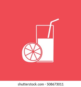 Fresh Juice Flat Icon On Red Background