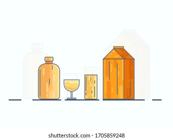Fresh juice flat vector, drink and food illustration concept. Design for backdrop, presentation, banner, wallpaper etc.