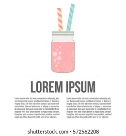 Fresh juice. Fruit smoothie. Healthy life concept.  Organic raw shake. Vector illustration place for your text.