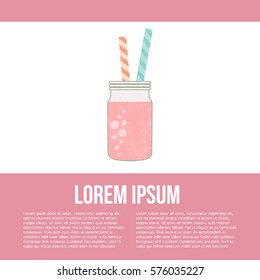 Fresh juice. Fruit smoothie. Healthy life concept.  Organic raw shake. Vector illustration place for your text.