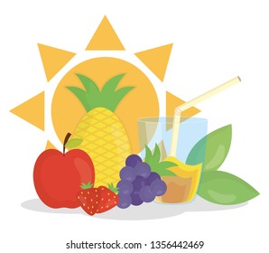 fresh juice fruits in glass