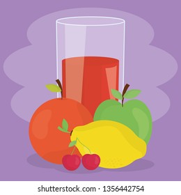 fresh juice fruits in glass