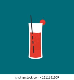 fresh juice glass red drink icon in flat style isolated. Vector Symbol illustration.