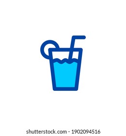 Fresh juice icon in blue color style. Pixel perfect icon. Vector