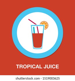 Fresh Juice Icon, Vector Cold Tropical Juice