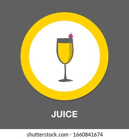 Fresh Juice Icon, Vector Cold Tropical Juice