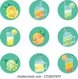 fresh juice icons summer mood 