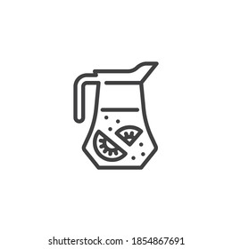 Fresh juice jug line icon. Lemonade pitcher linear style sign for mobile concept and web design. Fresh citrus tea outline vector icon. Symbol, logo illustration. Vector graphics