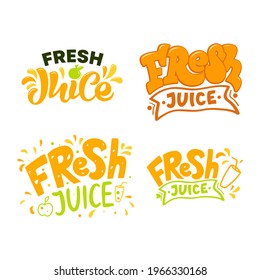 Fresh juice lettering logo set