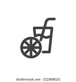 Fresh juice line icon. linear style sign for mobile concept and web design. Orange juice glass outline vector icon. Symbol, logo illustration. Vector graphics