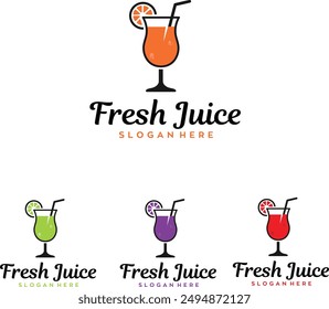 fresh juice logo design with editable vector file