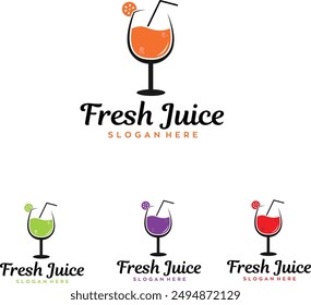 fresh juice logo design with editable vector file