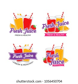 Fresh Juice Logo Design Vector Set