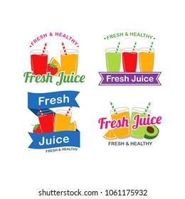 Fresh Juice Logo Design Vector Set