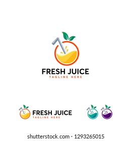 Fresh Juice logo designs template, Orange juice logo template