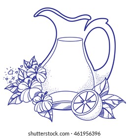 Fresh juice logo. Glass jar with orange juice.
