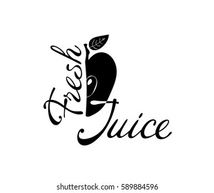 Fresh juice. Logo. Icon. Vector illustration. Lettering. 