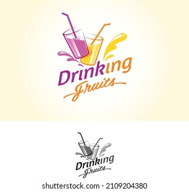 Fresh juice logo template with a splash of juice - vector