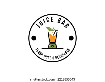 Vector del logotipo del jugo de fresco. Plantilla de diseño del logotipo de la barra de jugos