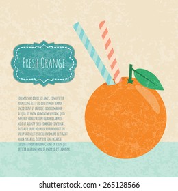 Fresh juice made in flat style.  Fruit smoothie. Healthy life concept.  Organic raw shake. Vector illustration. 