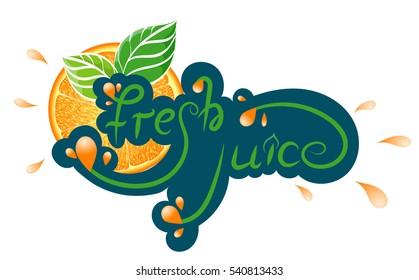Fresh Juice Orange Sticker, Badge, Vector Illustration EPS10