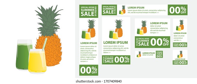 zumo fresco y plantillas de banderín vectorial