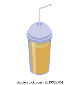 Fresh juice plastic cup icon. Isometric of fresh juice plastic cup vector icon for web design isolated on white background