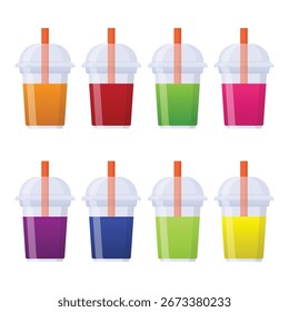 Fresh Juice in Plastic Cup Vector Illustration