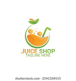 Logotipo de loja de suco fresco - Bebida vibrante e saudável com frutas, design natural e orgânico