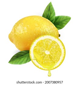 Fresh juice with a slice of lemon, a refreshing summer drink with ice. Healthy vitamin cocktail, lemonade.