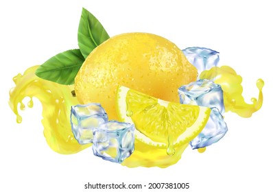 Frischer Saft mit Zitronensaft, erfrischendes Sommergetränk mit Eis. Gesunder Vitamin-Cocktail, Limonade.