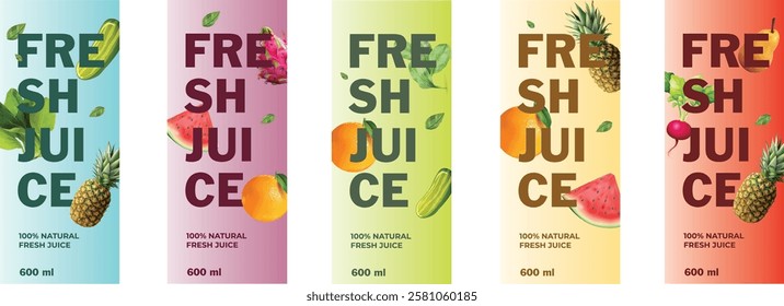 fresh juice template label set