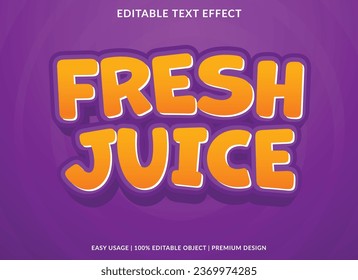 fresh juice text effect template design with 3d style use for business brand and logo
