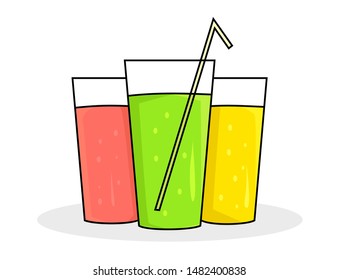 Fresh Juice of Various Flavors Vector Illustration