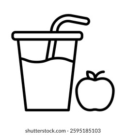 Fresh Juice Vector Line Icon Design