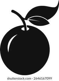 Ícone de fruta suculenta fresca Uma ilustração simples em preto e branco de uma maçã ou ameixa	