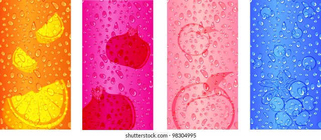 Fresh Juicy fruits background designs