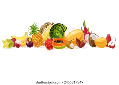 Fresh juicy fruits isolated on a white background. Vector