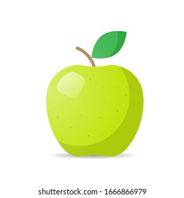 fresh juicy green apple icon tasty ripe fruit isolated on white background healthy food concept vector illustration