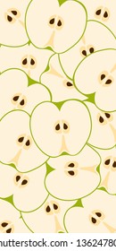 Fresh juicy green apples pattern - vector