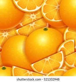 Fresh juicy orange seamless pattern background vector illustration