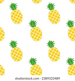 Fresh and juicy pineapple. Seamless pattern on white background.