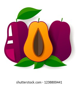 Fresh juicy plum. Perfect for juice or jam. Vector illustration