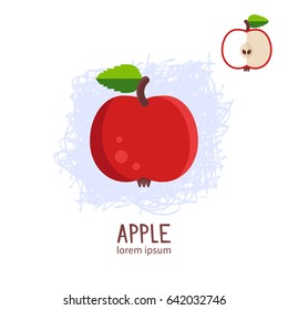 Fresh and juicy red apple vector illustration. Conveniently grouped and easily editable.