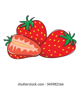 Fresh juicy strawberry on a white background