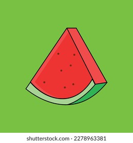Fresh And Juicy Watermelon Slice Vector Fruit Illustration