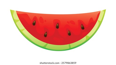 Fresh and juicy watermelon slice. Vector cartoon illustration isolated on white background