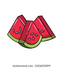 Fresh and juicy watermelon slices vector illustration, watermelon illustration